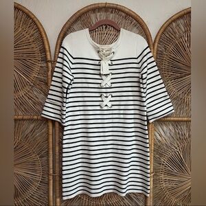 Maje Montorgue Lace Up Knitted Mini Dress